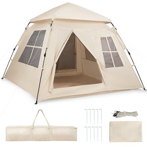 Gymax 4 Person Camping Tent w/Rainfly Mesh Windows 2 Doors