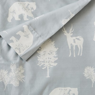 Full Light Grey Forest Animal Microfiber Sheet Set