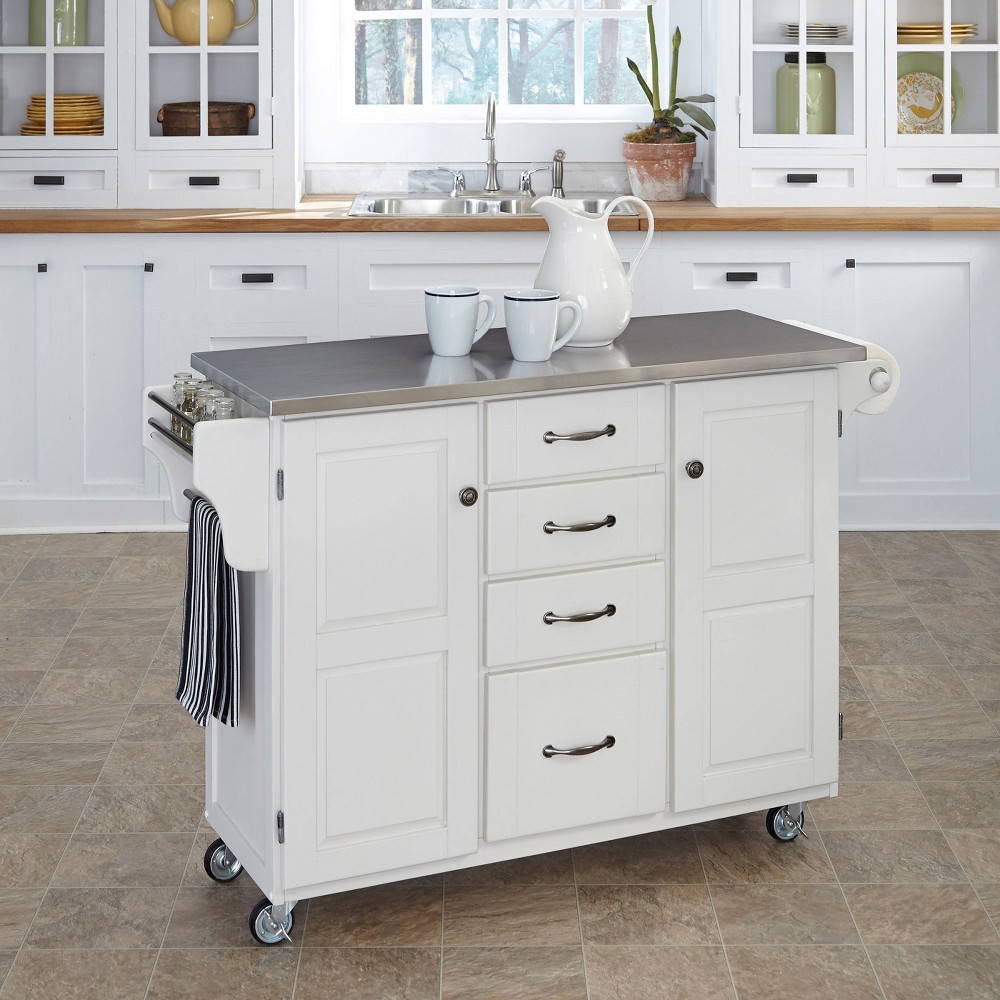 Kitchen Carts And Islands with Steel Top Silver Home Styles