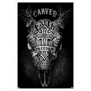 Trends International Jim Baldwin - Carved Faith Skull Framed Wall Poster Prints - 1 of 4