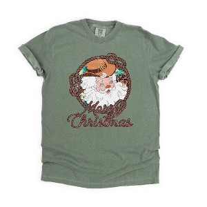 Simply Sage Market Women's Western Santa Short Sleeve Garment Dyed Tee - 1 of 2