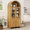 GustoWave 71" Tall Arched Wood Cupboard,Farmhouse Pantry Cabinet with Clear Doors,Storage Cabinet,Kitchen Storage,Dining Room Hutch，Brown - 2 of 4