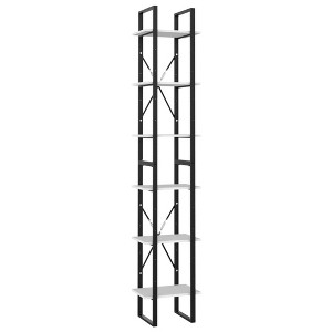 vidaXL 6-Tier Book Cabinet - Resistant Engineered Wood Bookshelf in White - Industrial Look - Ample Storage - 15.7"x11.8"x82.7" - 1 of 4