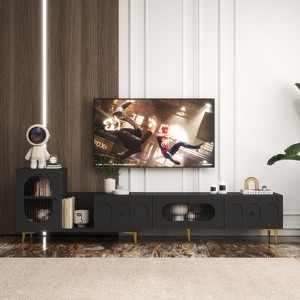 Extendable TV Stand Rectangle Entertainment Center Media Console Wood Nesting Storage Living Room Bedroom - 1 of 4