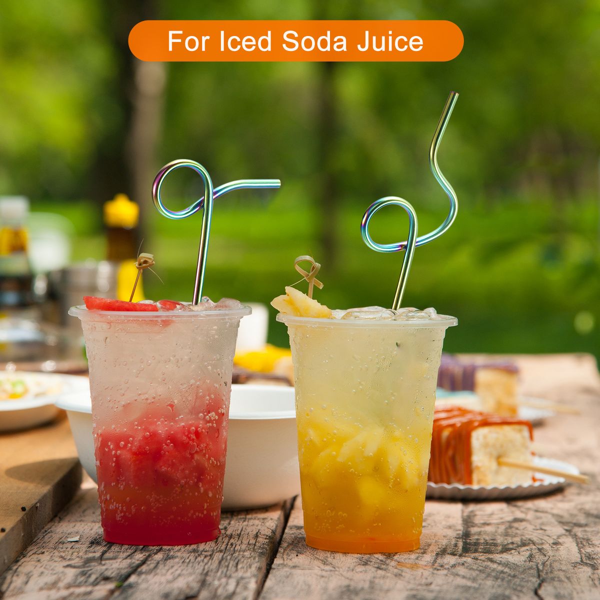Unique Bargains 304 Stainless Steel Durable Curly Shaped Design Reusable Drinking Straw 4 Pcs - thumbnail 5