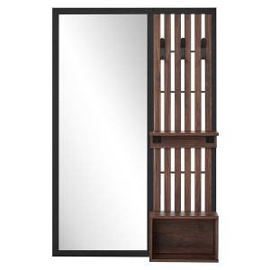 SONGMICS Hall Tree with Miror and Storage Black and Walnut Brown - 1 of 4