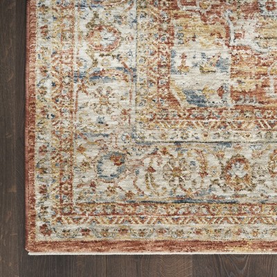 Ivory and Multicolor Synthetic Vintage Medallion Rug 4' x 6'