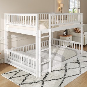 Queen over Queen Bunk Bed with Ladder & Guardrails - ModernLuxe - 1 of 4