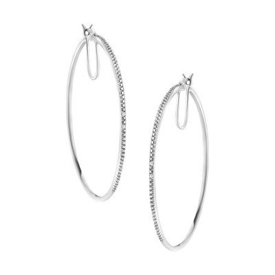 Haus of Brilliance Silver Diamond Accent Medium Sized Hoops Earrings