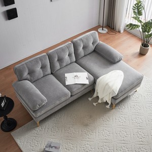 82.6" Modern Velvet L-Shaped Sectional Sofa - Cloud-Like Comfort with Sturdy Metal Legs for Living Room & Bedroom - 1 of 4