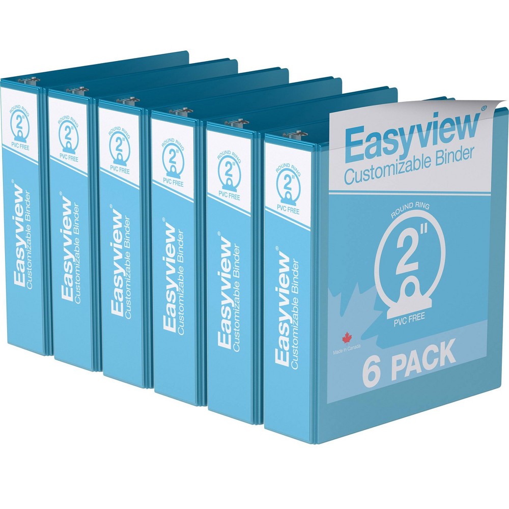 Photos - File Folder / Lever Arch File 2" Premium Round Ring Binder 6pk Customizable Turquoise Blue - Easyview