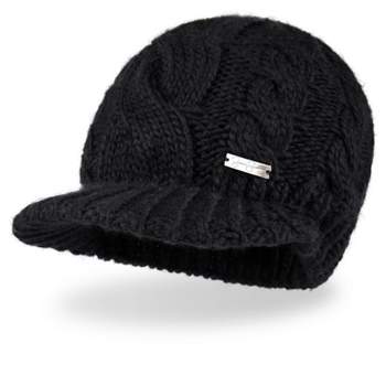 Jessica Simpson Women's Cable Knit Newsboy Beanie Hat with Brim