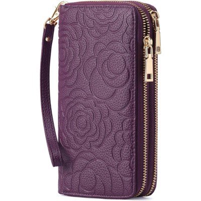 FATMOON Women’s Double Zipper RFID Blocking Large Capacity Wristlet Wallet - Lightweight Clutch Purse for Travel,Shopping & Daily Use