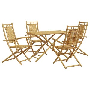 vidaXL Patio Dining Set Garden Outdoor Table and Chair Furniture 5 Piece Bamboo - 1 of 4