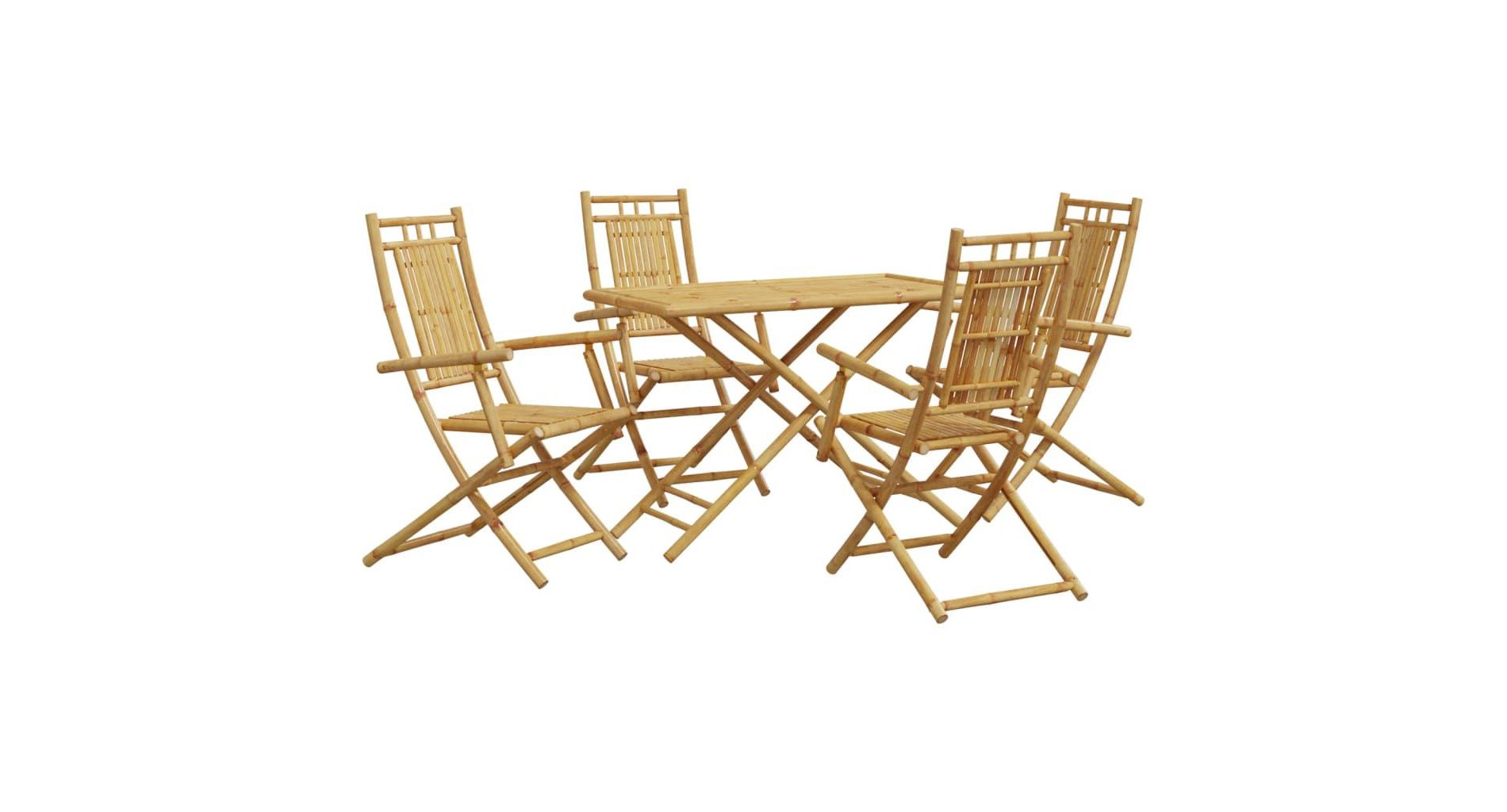 vidaXL Patio Dining Set Garden Outdoor Table and Chair Furniture 5 Piece Bamboo