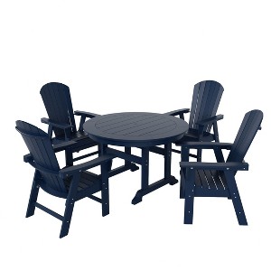 WestinTrends 5 Piece Outdoor Patio Dining Round Table and Shell Back Armchair Set - 1 of 4