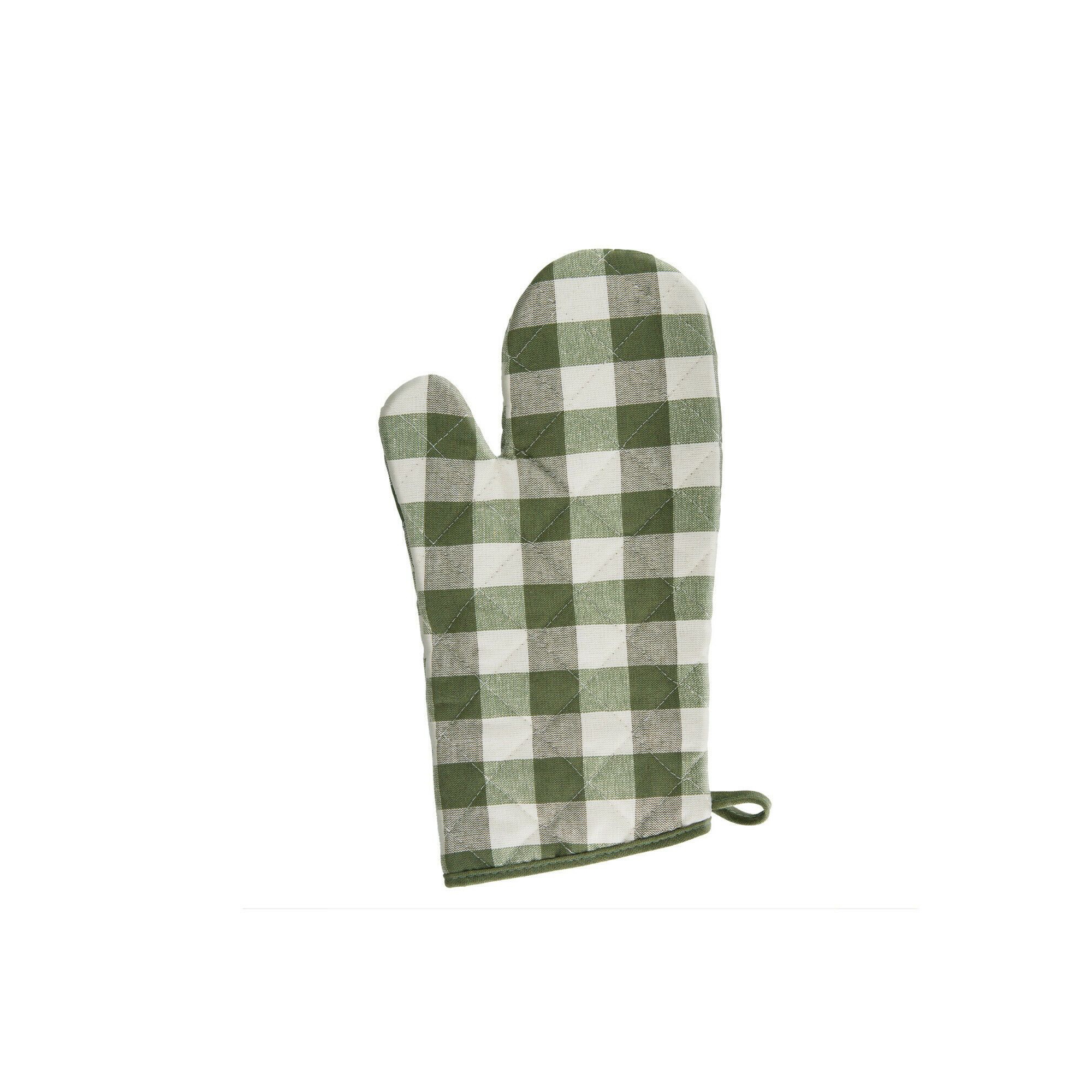 Kate Aurora 2 Pack Gingham Plaid Checkered Gingham Country Farmhouse Oven Mitts - 17 in. W x 17 in. L, Green