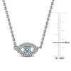 EVERLY JEWELRY | Sterling Silver 0.53 CT TGW Blue Topaz Created White Sapphire Necklace, 18"+1"ext - 2 of 4
