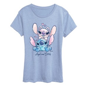 Women's - Disney Jr - Angel And Stitch Short Sleeve Graphic T-Shirt - 1 of 3