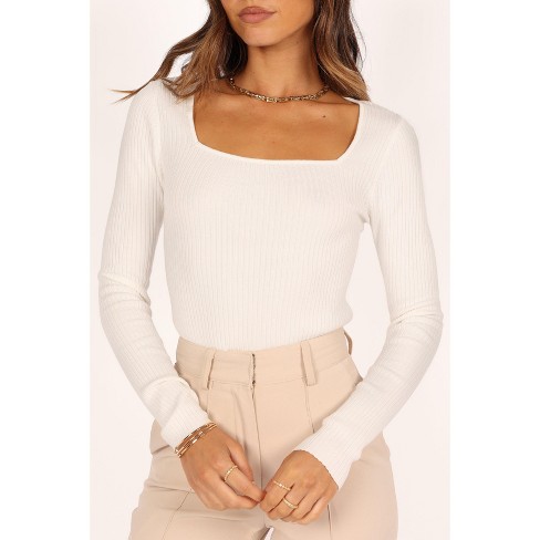 RIBBED KNIT TOP - White