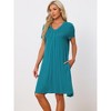 cheibear Women's Soft V-Neck Summer Pajama Lounge Dress with Pockets Nightgowns - 2 of 4