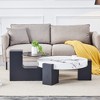 FURNIinspire Coffee Tables 2 Layer Round Table with Transparent Glass Top and Black MDF L Shaped Legs for Living Room, Multicolored, 31.3"*24"*17.3" - 2 of 4