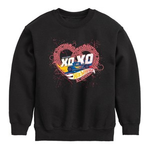 Boys' - Hot Wheels - XOXO Heart Graphic Long Sleeve Fleece Sweatshirt - 1 of 4