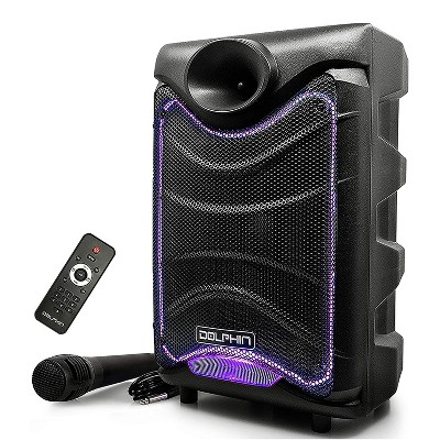 Dolphin SP-850RBT 1350 Watts Portable Bluetooth Party Speaker with Neon Lights and Wireless Handheld Microphone for Home Party and Backyard Barbecues