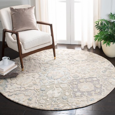 Elegant Hand-Tufted Blue and Grey Wool 6' Round Area Rug