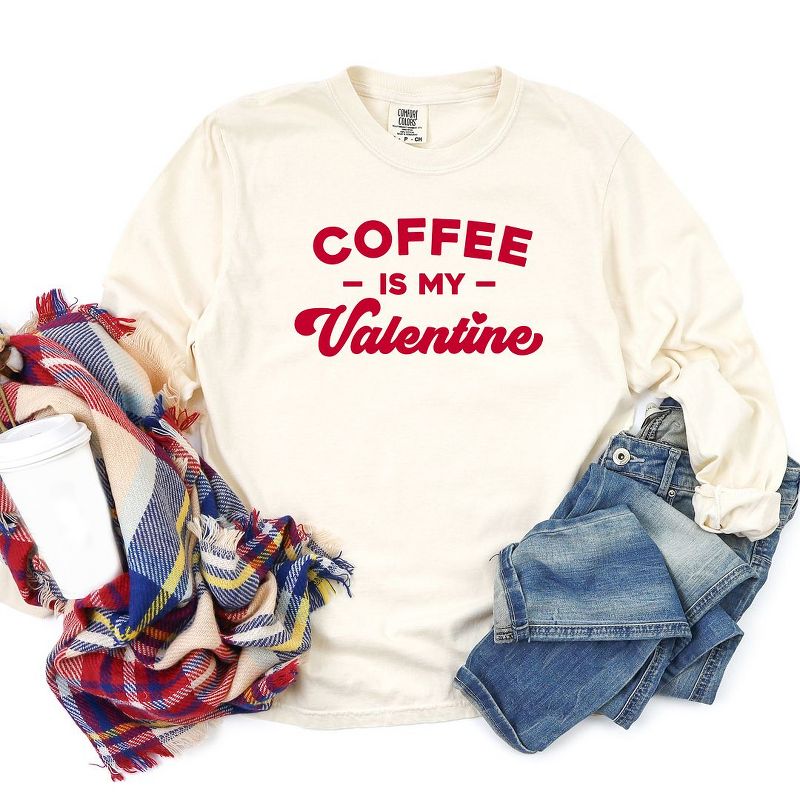 Simply Sage Market Women's Coffee Is My Valentine Long Sleeve Garment Dyed Tee, 2 of 3