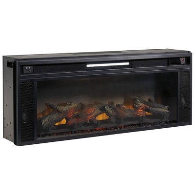 43" Electric Fireplace Insert with Log Set Look Black - Benzara