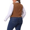 Women's Plus Size Corduroy Button Down V-neck Sleeveless Waistcoat Business Casual Vest - Agnes Orinda - 4 of 4