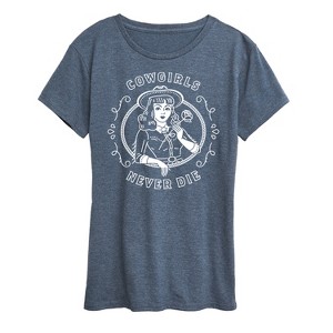 Women's - Instant Message - Cowgirls Never Die Short Sleeve Graphic T-Shirt - 1 of 4