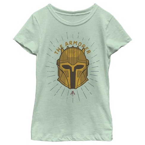 Girl's Star Wars: The Mandalorian The Armorer Helmet T-Shirt - image 1 of 4