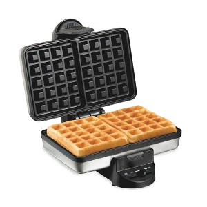 Hamilton Beach Belgian Style Waffle Baker 26009G: Nonstick Metal, 650W, Hand Wash, Silver, 72 sq in Grill Surface - 1 of 4