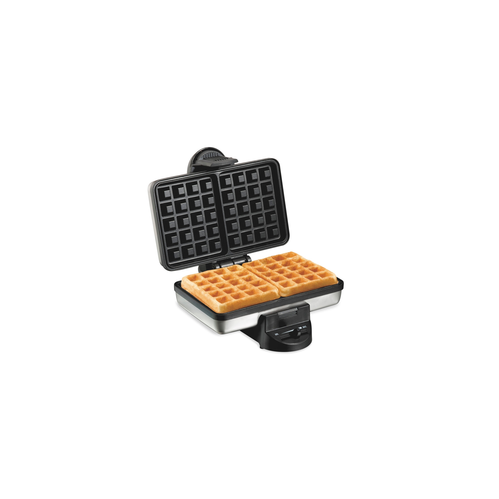 Hamilton Beach Belgian Style Waffle Baker 26009G: Nonstick Metal, 650W, Hand Wash, Silver, 72 sq in Grill Surface