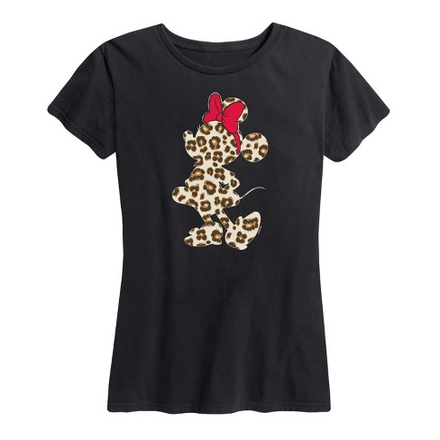 Women s Disney Minnie Mouse Leopard Print Silhouette Short Sleeve Graphic T shirt Target