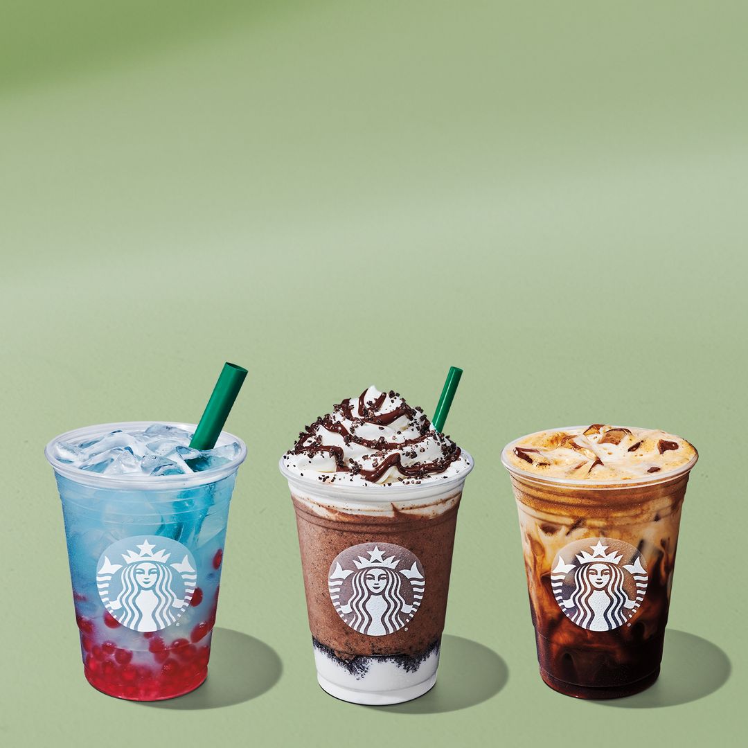 image of three seasonal Starbucks drinks