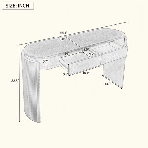 KIGFTSOD Entryway Table with Natural Wood Grain Finish, Console Table with Fluted Design, Oval Top and 2 Drawers for Entryway and Living Room - 1 of 4