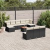 vidaXL 11 Piece Patio Sofa Set with Cushions Black Poly Rattan - Black and Cream - 2 of 4