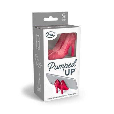 Fred Pumped Up High Heel Phone Stand, Ruby Red, Durable Silicone Mobile Stand for Desk or Travel, Stylish Shoe-Shaped Support for Smartphones