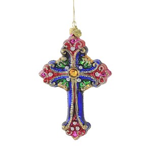 Huras 6.25 In Colorful Blessings Ornament Relgious Cross Tree Ornaments - 1 of 3