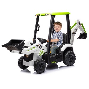 Ride on Excavator Bulldozer, 12V Kids Electric Vehicle with Remote Control, Front Loader, Digger, Horn, Adjustable Seat, Excavator Ride on Car Toy - 1 of 4