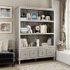 Famapy Light Gray Vintage Display Cabinet with Decorative Legs,Retro Bookcase with 3 Open Shelves+4 Drawers,Home Office Storage Hub - 2 of 4