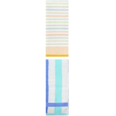 REGALWOVEN Striped Pattern Cotton Bathroom Hand Towels for Home Decor 13" x 29"/13" x 27" 2 Pcs