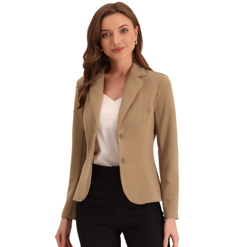 Allegra K Women's Elegant Work Office Lapel Collar Button Down Stretch Suit Blazer, 1 of 7