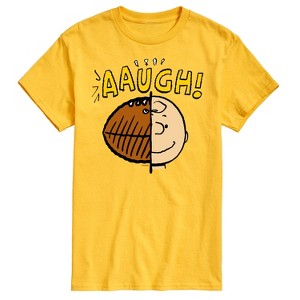 Men's - Peanuts - C Brown Half Football Head Short Sleeve Graphic T-Shirt - 1 of 4