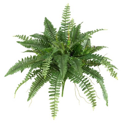 Green Silk Fern Topiary with Lights for Outdoor Tabletop