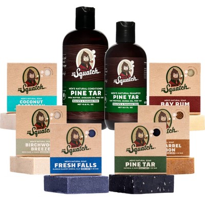 Dr. Squatch Men's Shampoo, Conditioner & Bar Soap Bundle - Pine Tar -  48.6oz/8ct : Target