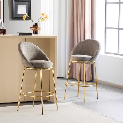 Counter Height Barstools Set of 4,Cafe Barstools with Metal Frame and Upholstered Round Seat,Modern Metal Kitchen Island Bar Chairs-Coolbibila